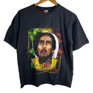 Rare 2000s Vintage HOT ICE Bob Marley Rasta Reggae Music Black Shirt Sz Large